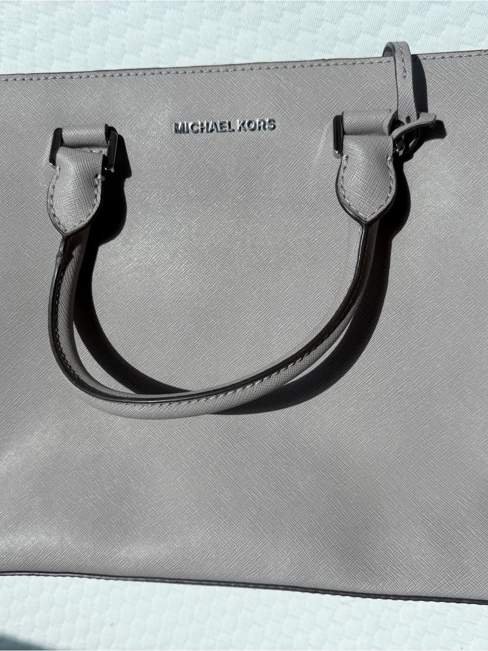 Michael Kors Light Gray Saffiano Leather Tote